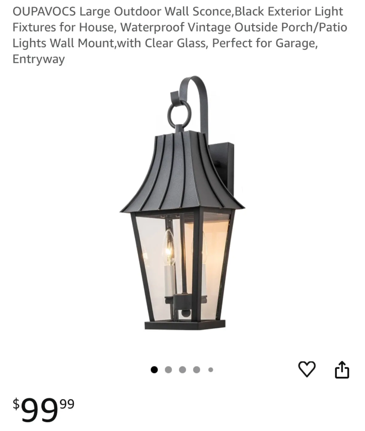 New Large Outdoor Wall Sconce,Black Exterior Light thumbnail