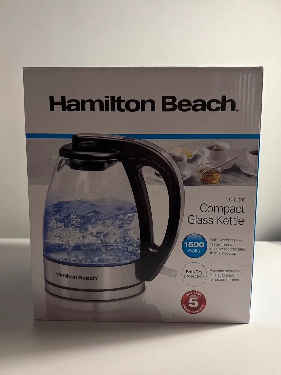 BRAND NEW Hamilton Beach 1.0 Litre Compact Glass Kettle - New thumbnail