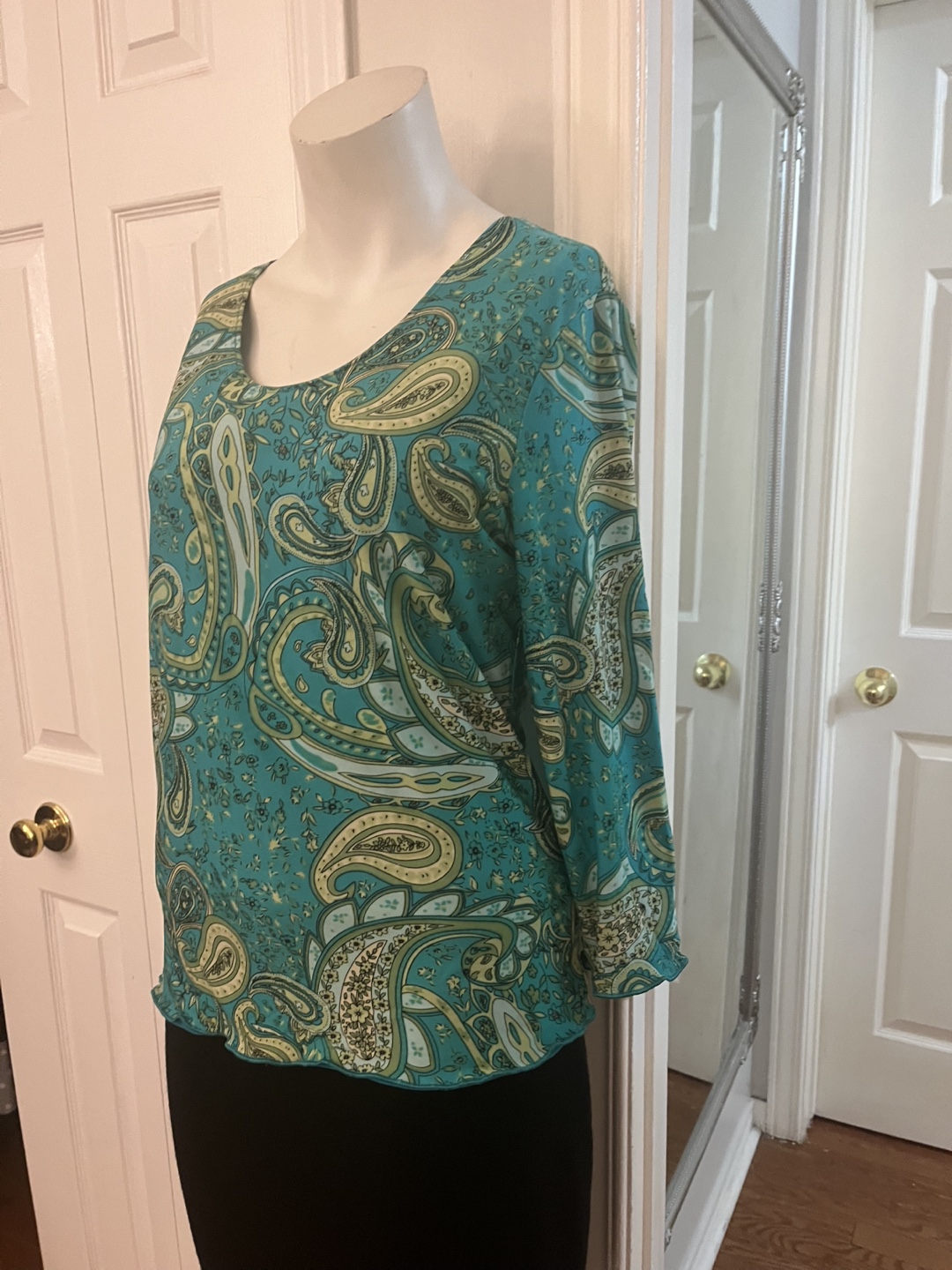 Denver Hayes Teal Paisley Blouse - Size M - photo 2