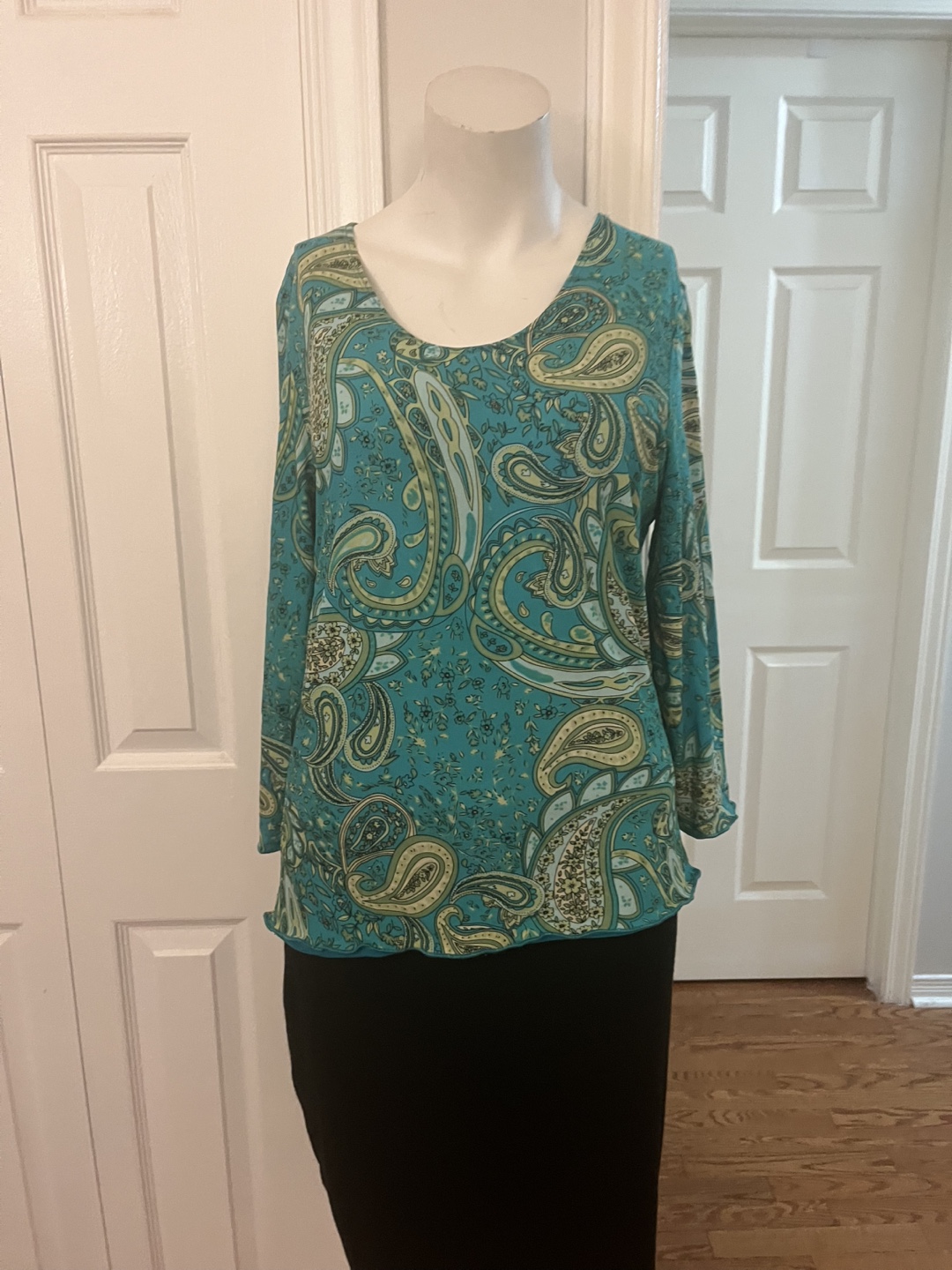 Denver Hayes Teal Paisley Blouse - Size M - photo 5