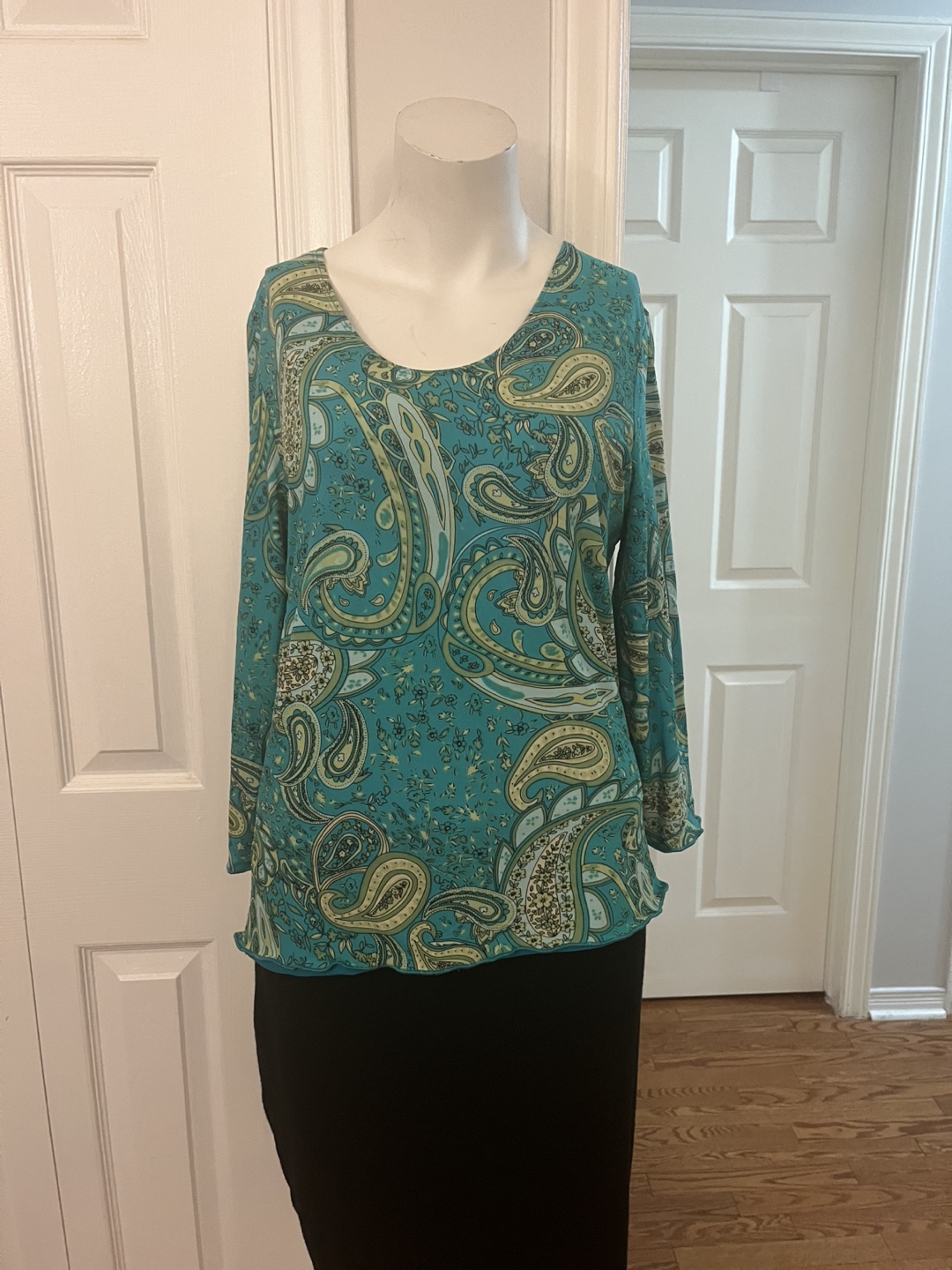 Denver Hayes Teal Paisley Blouse - Size M - photo 4