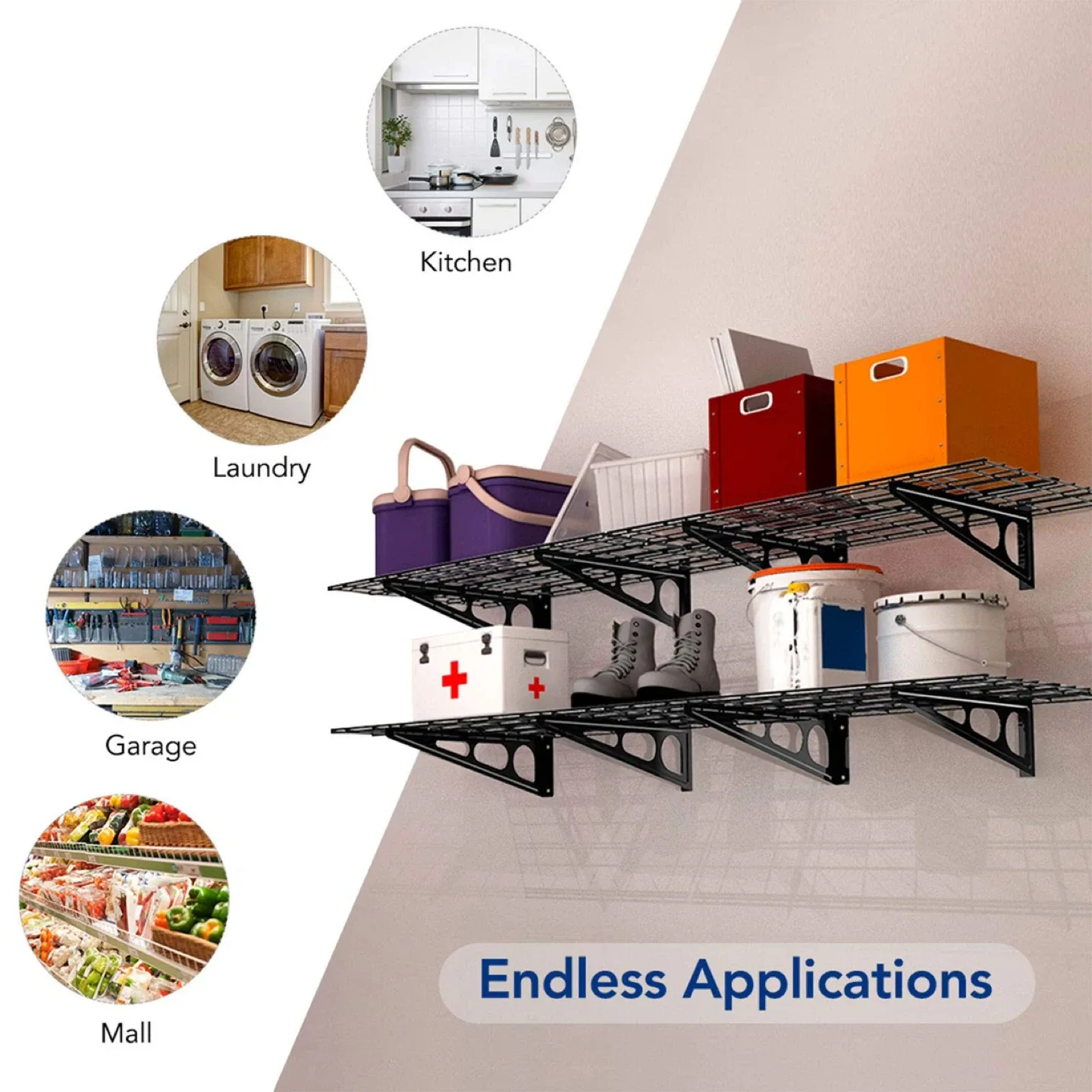 FLEXIMOUNTS 2-Pack 2x6ft Garage Shelving 24” - 72” Wall Shelf image indicator(5)