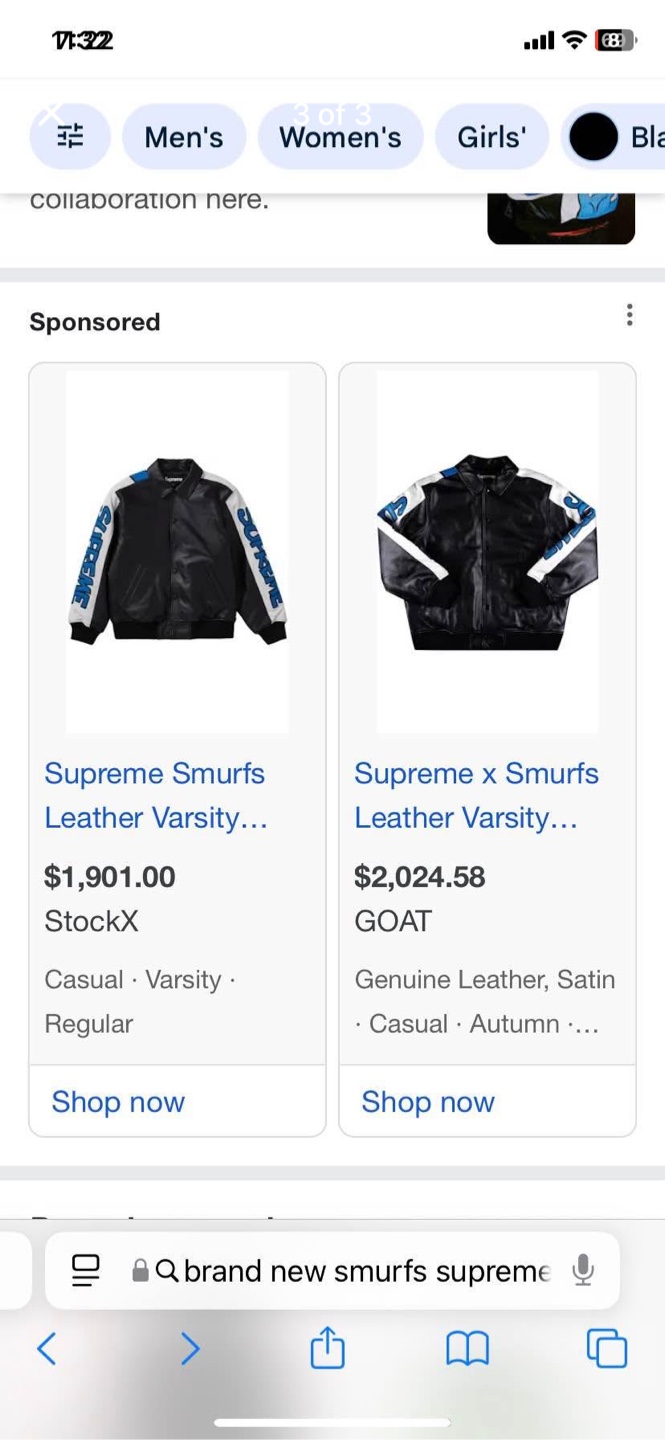 Supreme Smurfs Leather Varsity Jacket in size M - photo 3