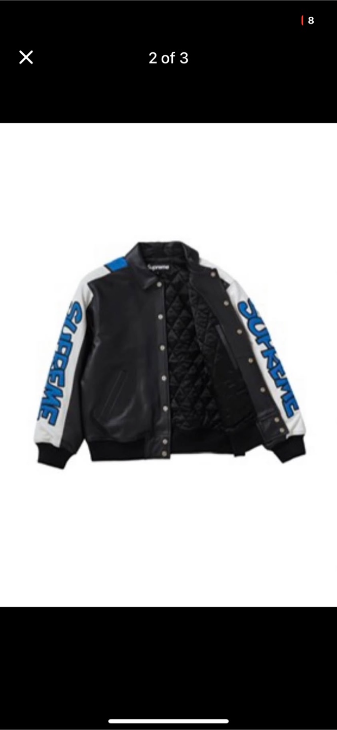 Supreme Smurfs Leather Varsity Jacket in size M - photo 2