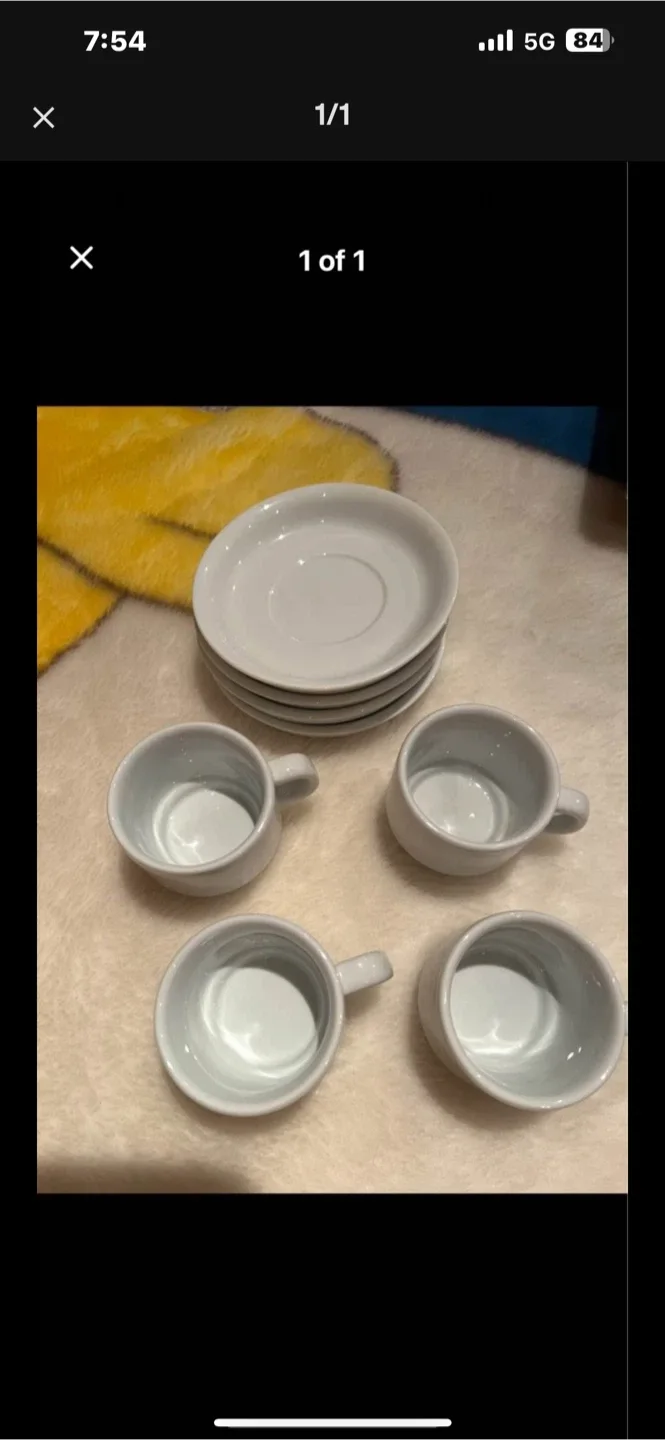 White Coffee Cups and Saucers Set thumbnail