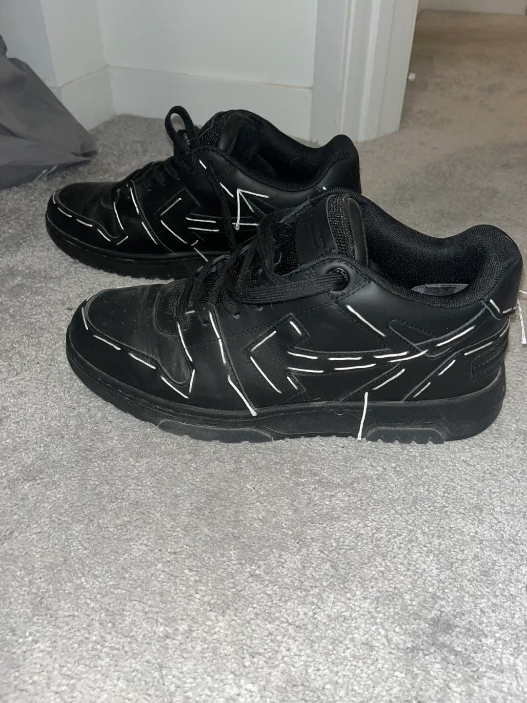 Off-White Black Leather Sneakers thumbnail