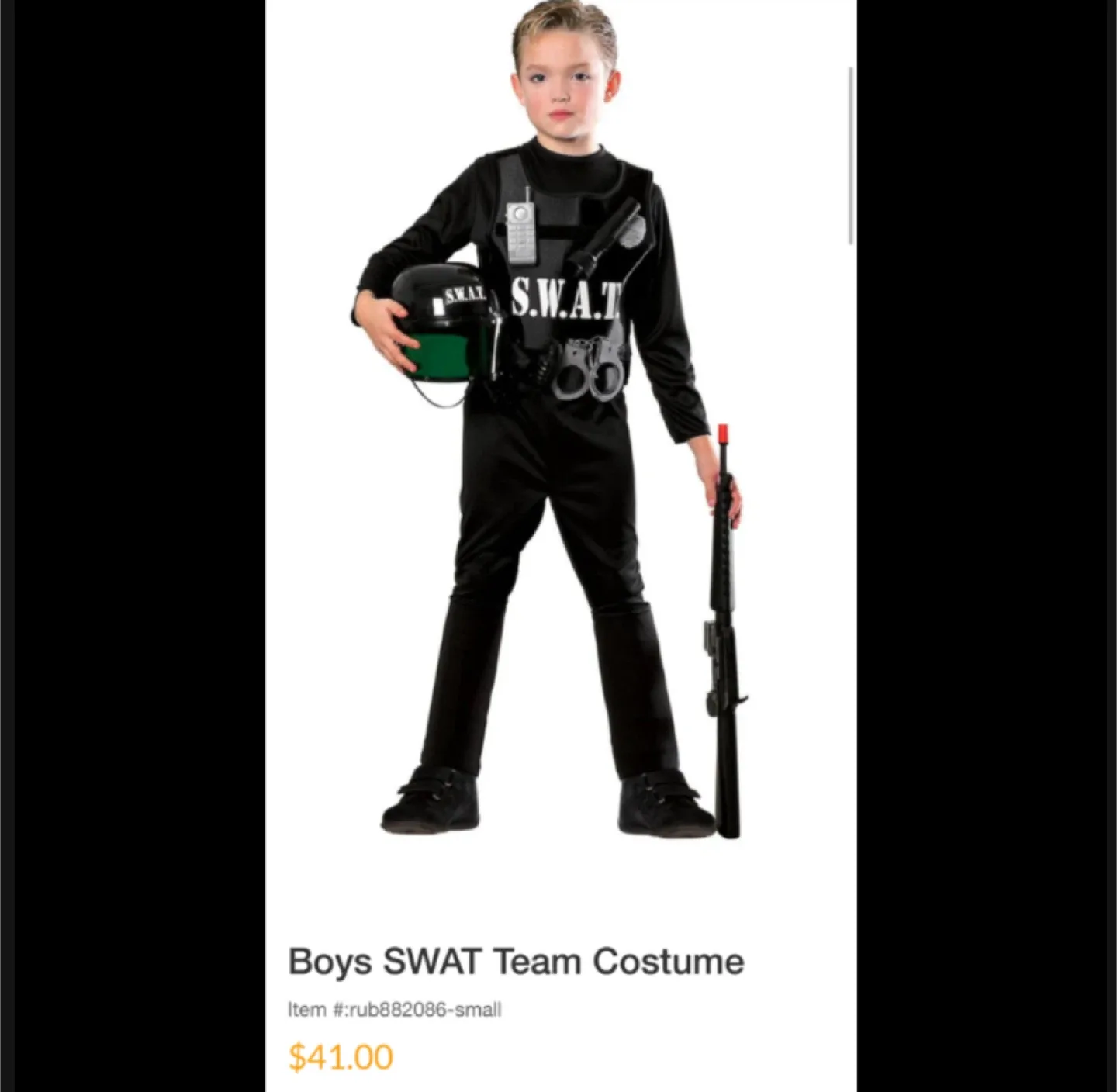 🚨👮 SWAT Police Kids Halloween Costume 👮🚨 Size 5-7 | NO GUN thumbnail
