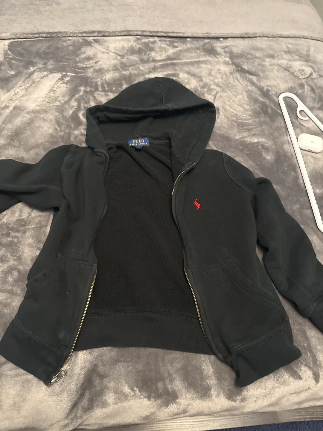 Polo Ralph Lauren Black Full Zip Hoodie - Size M (10-12) image indicator(3)