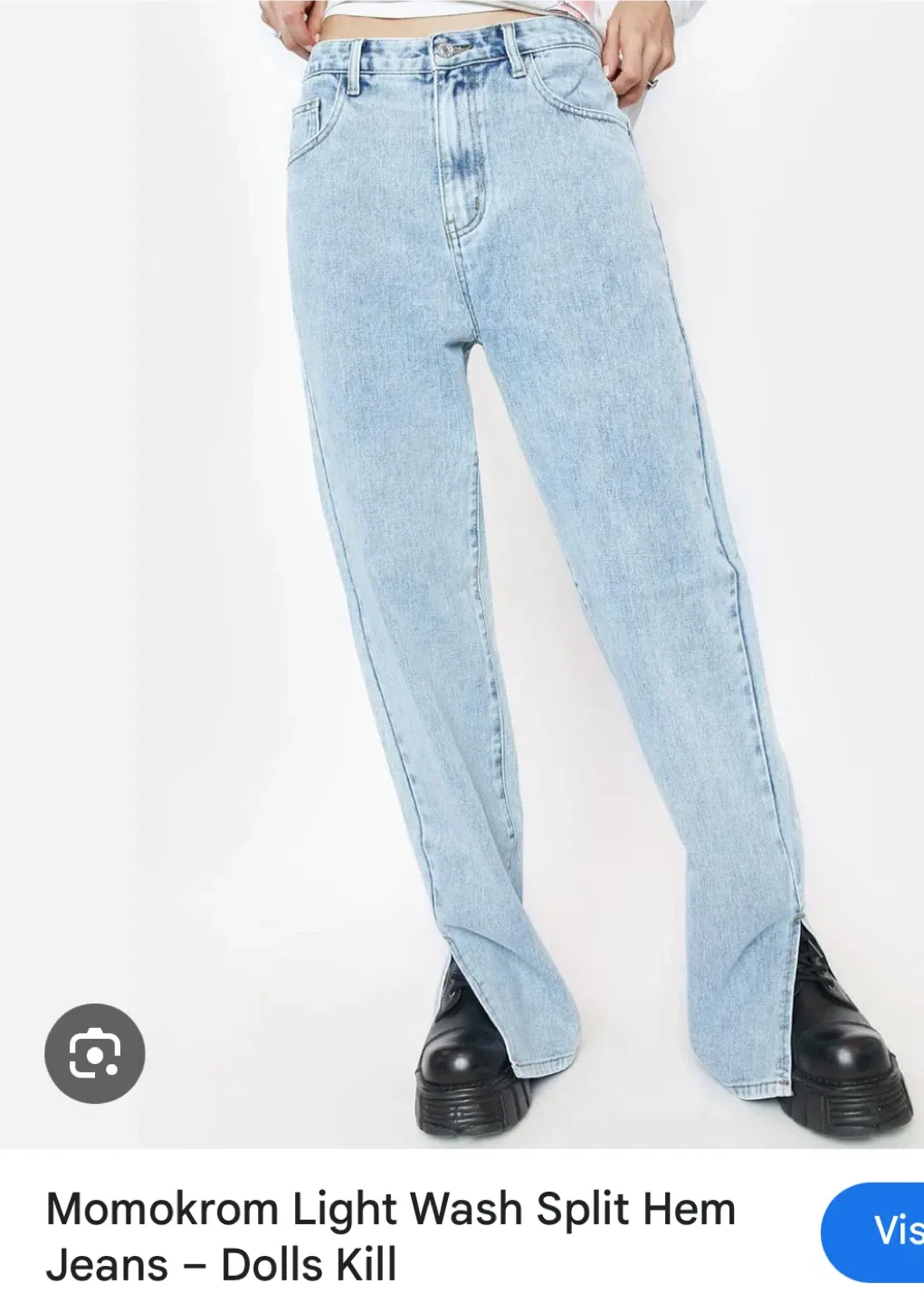Momokrom Light Wash Split Hem Jeans - Size 10 thumbnail