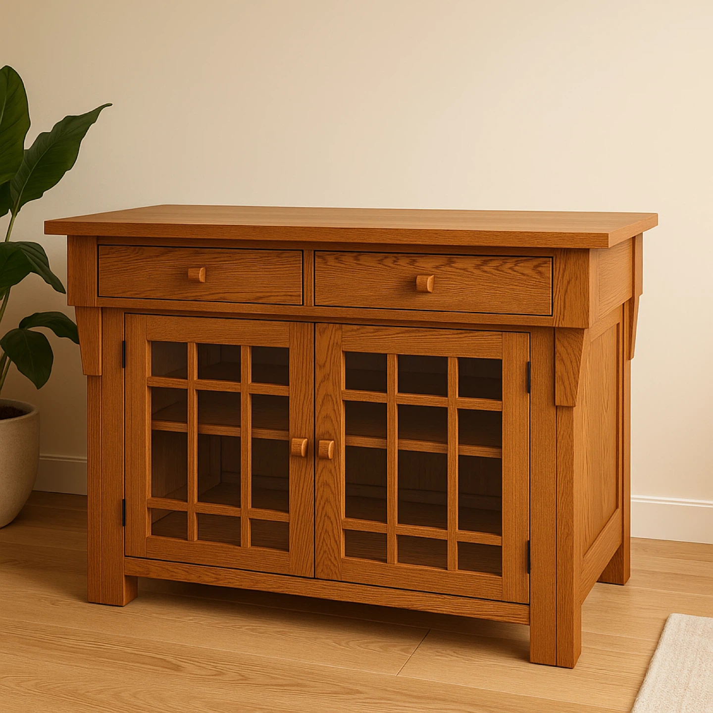 Solid oak wood island