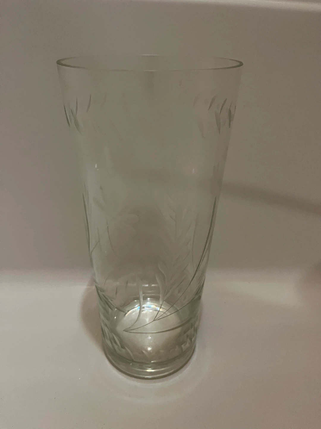 Tall Etched Glass Vase - photo 3