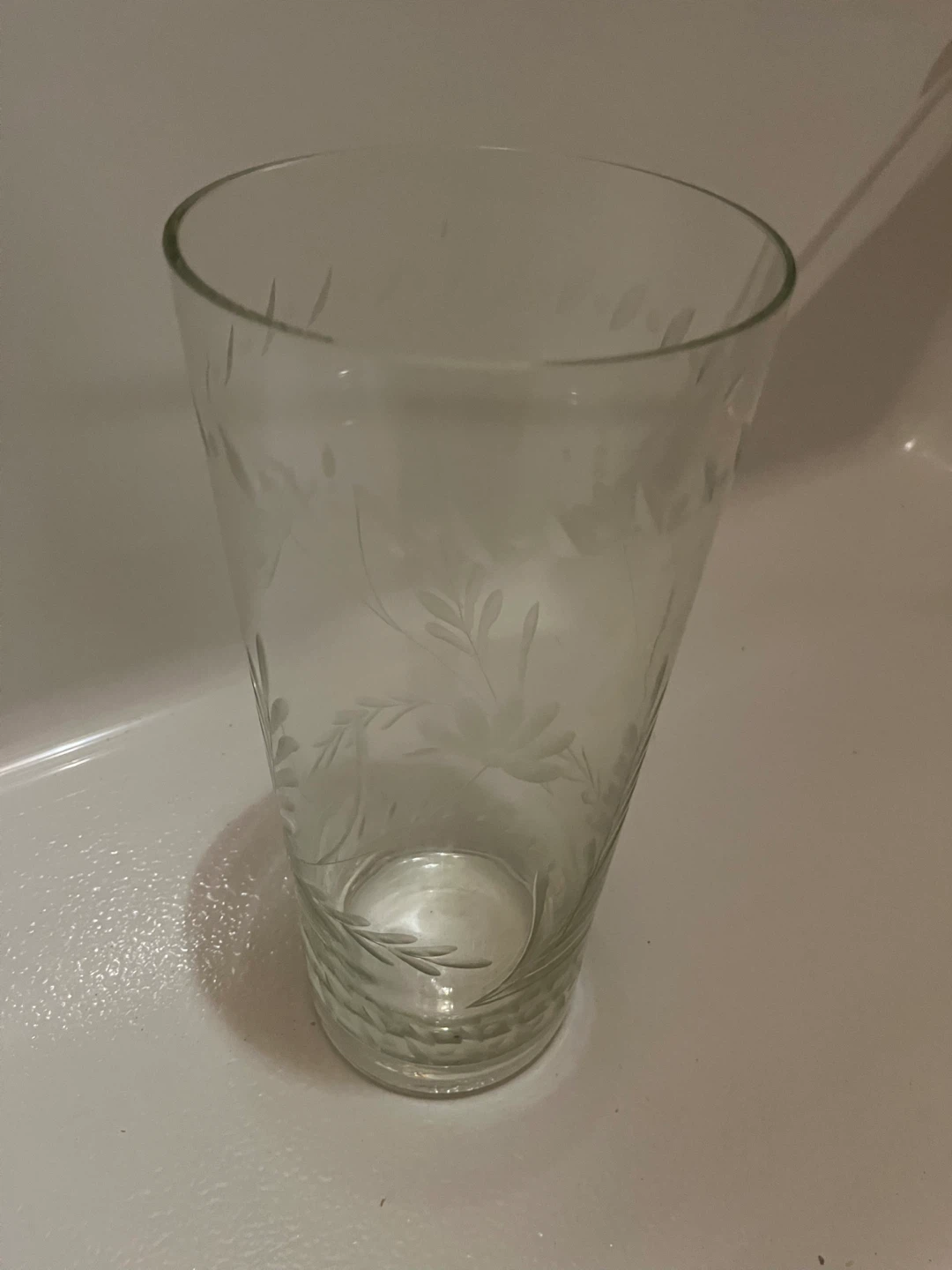 Tall Etched Glass Vase