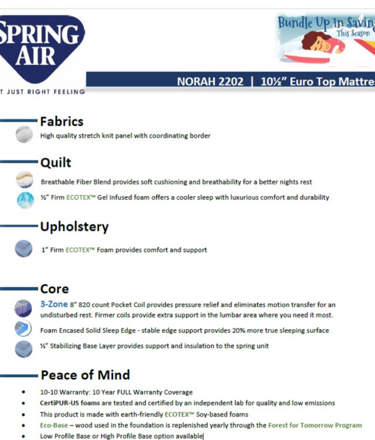 Spring Air Norah Aloe Vera Mattress + FREE Mattress Protector - photo 2