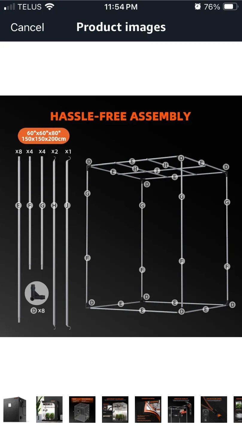 Spider Farmer Grow Tent 60"x60"x80" image indicator(3)