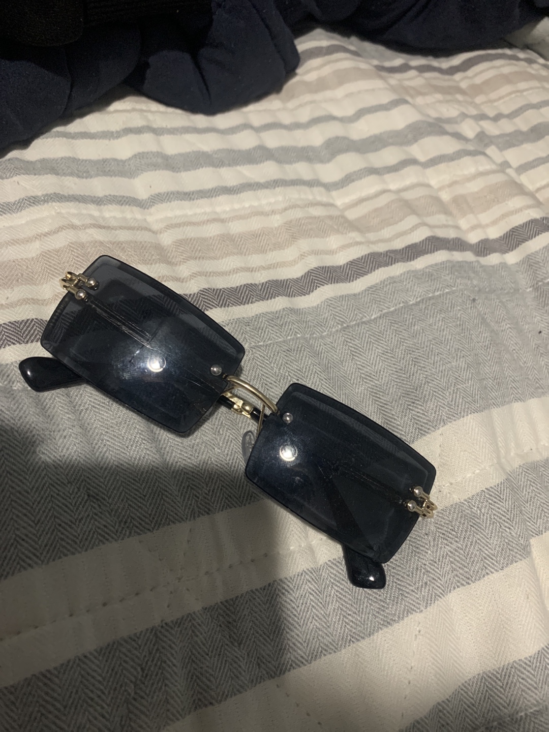 Rimless Black Sunglasses