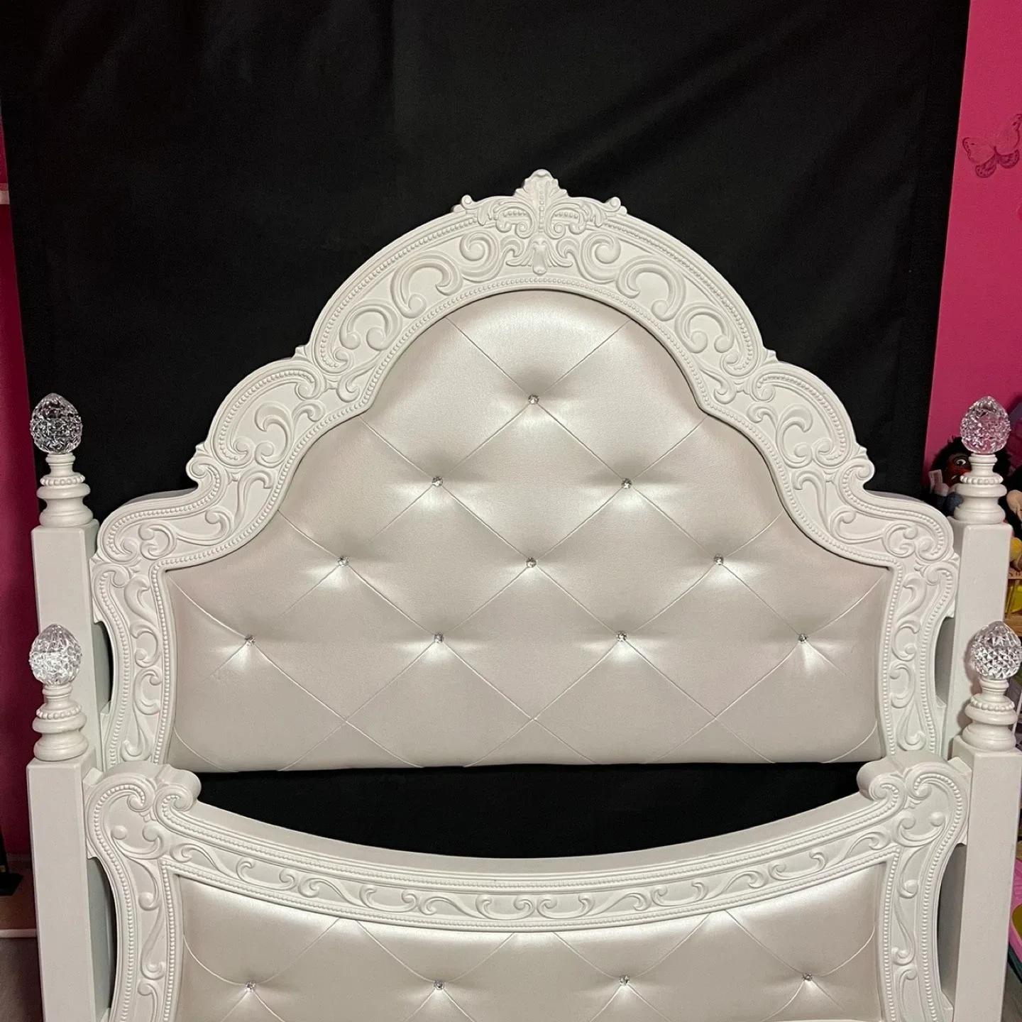 White Ornate full Bed with box bed image indicator(2)