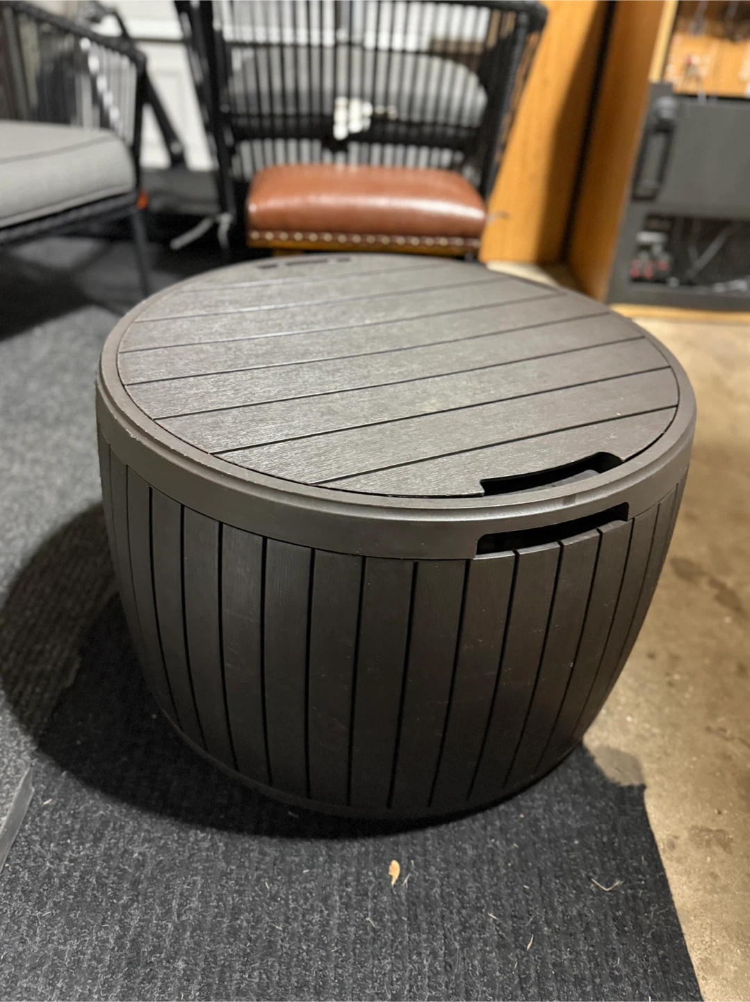 Round Outdoor Storage Table
