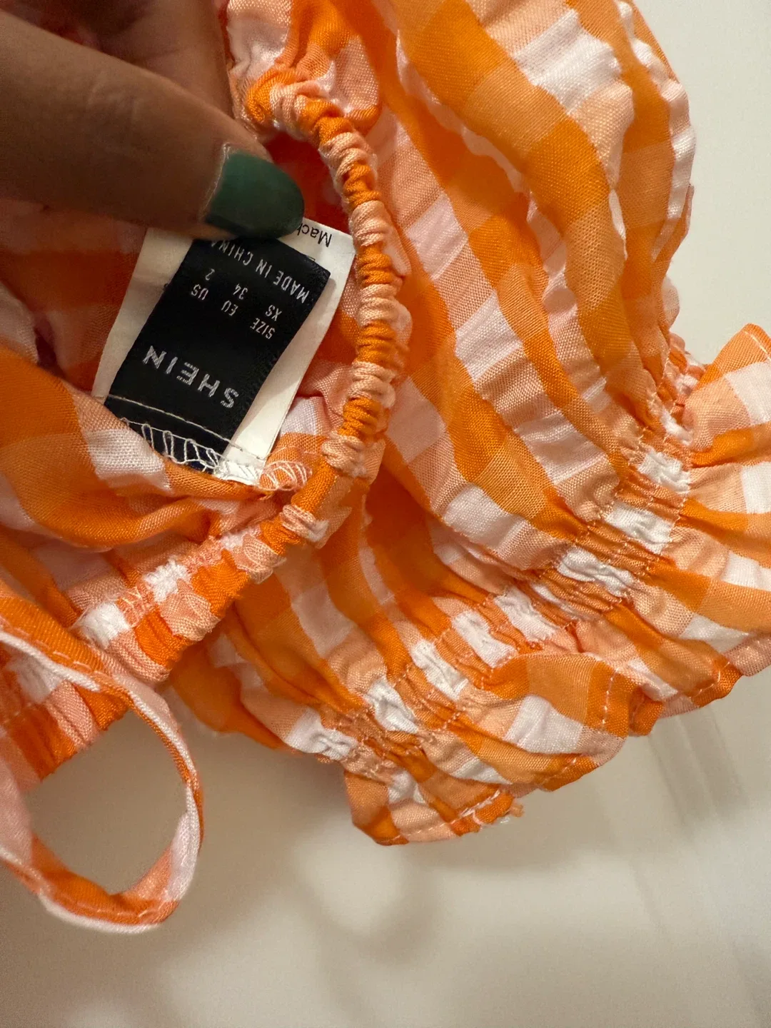 Shein Orange Gingham Crop Top - Size XS image indicator(2)