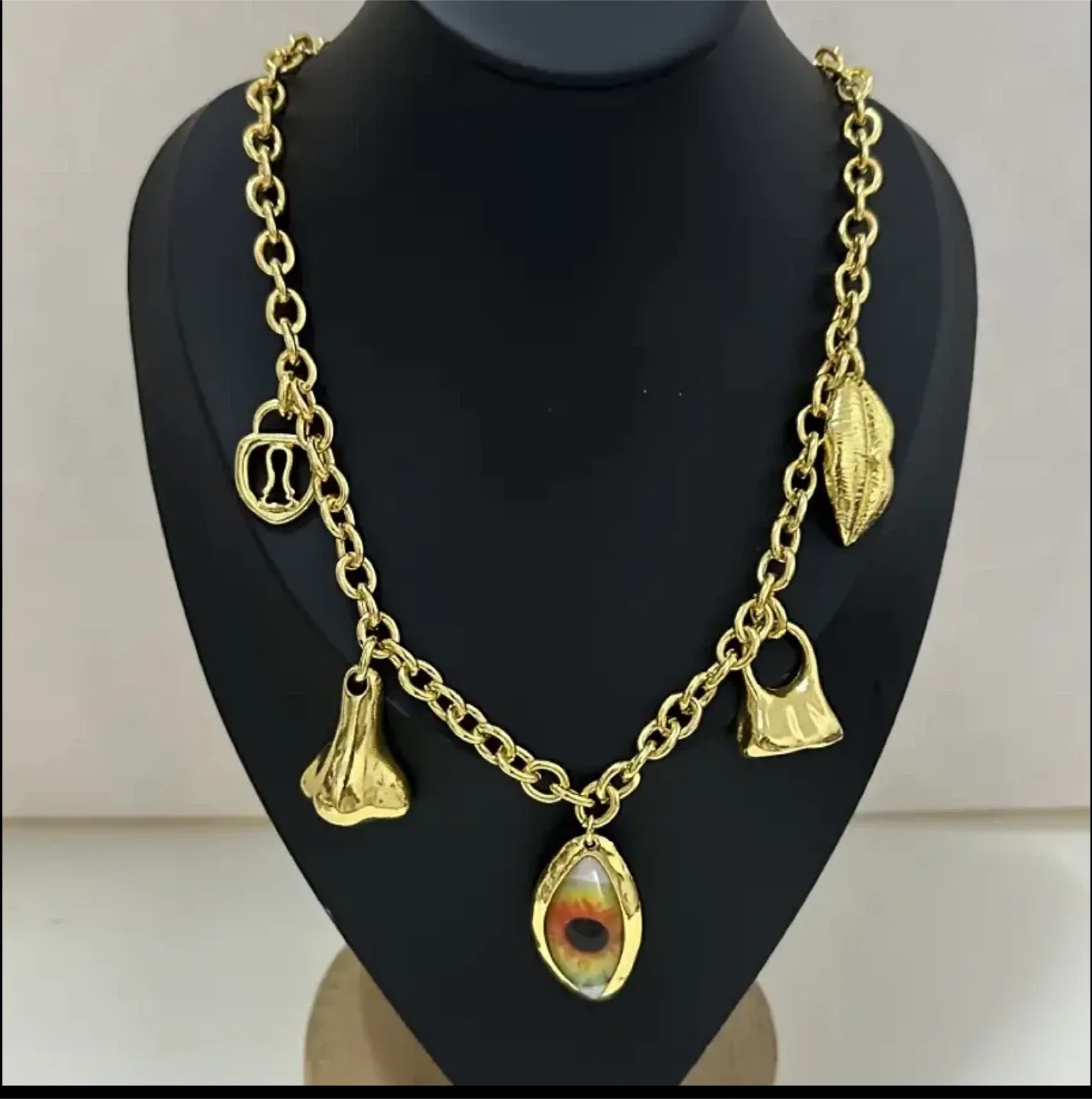 Schiaparelli inspired Gold Charm Necklace thumbnail