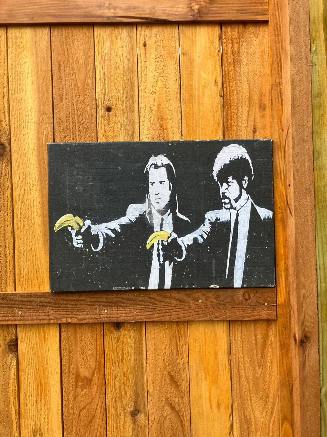 Banksy Pulp Fiction Banana Guns Canvas Wall Art - 12” x 18” thumbnail