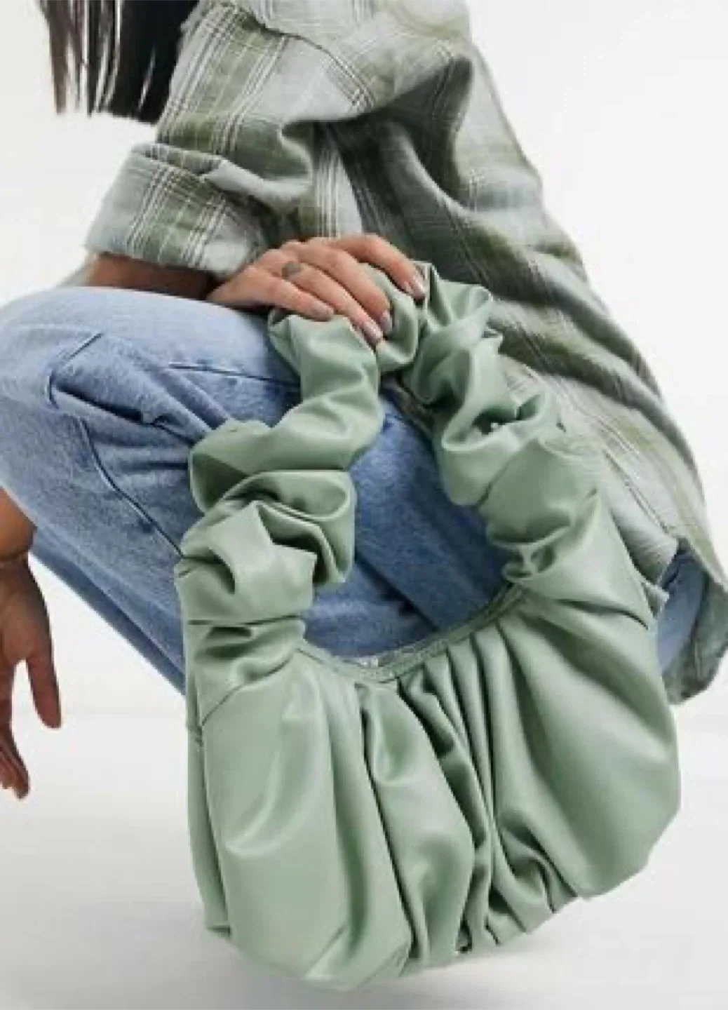 Asos Design Ruched Shoulder Bag | Sage Green image indicator(2)