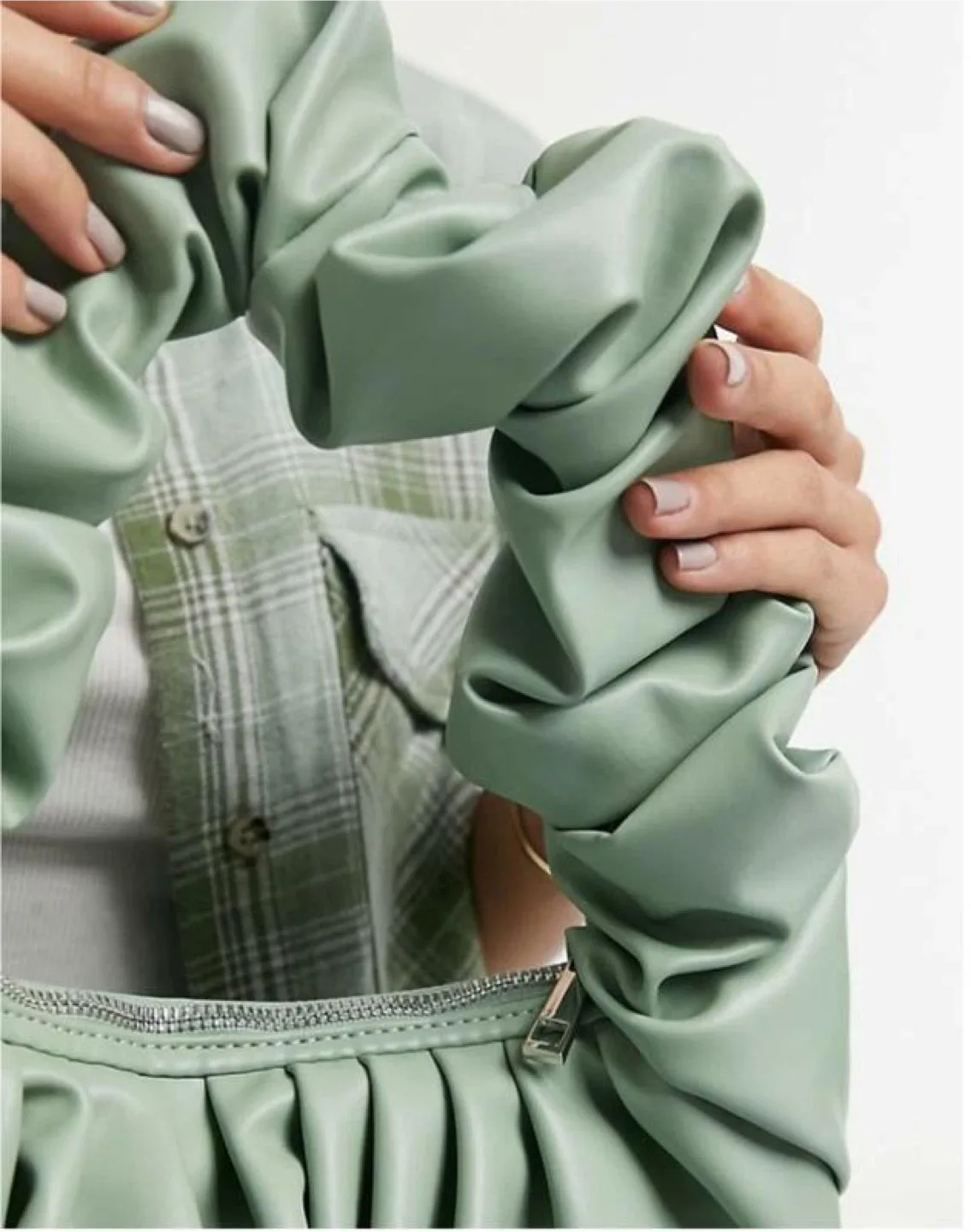 Asos Design Ruched Shoulder Bag | Sage Green image indicator(4)