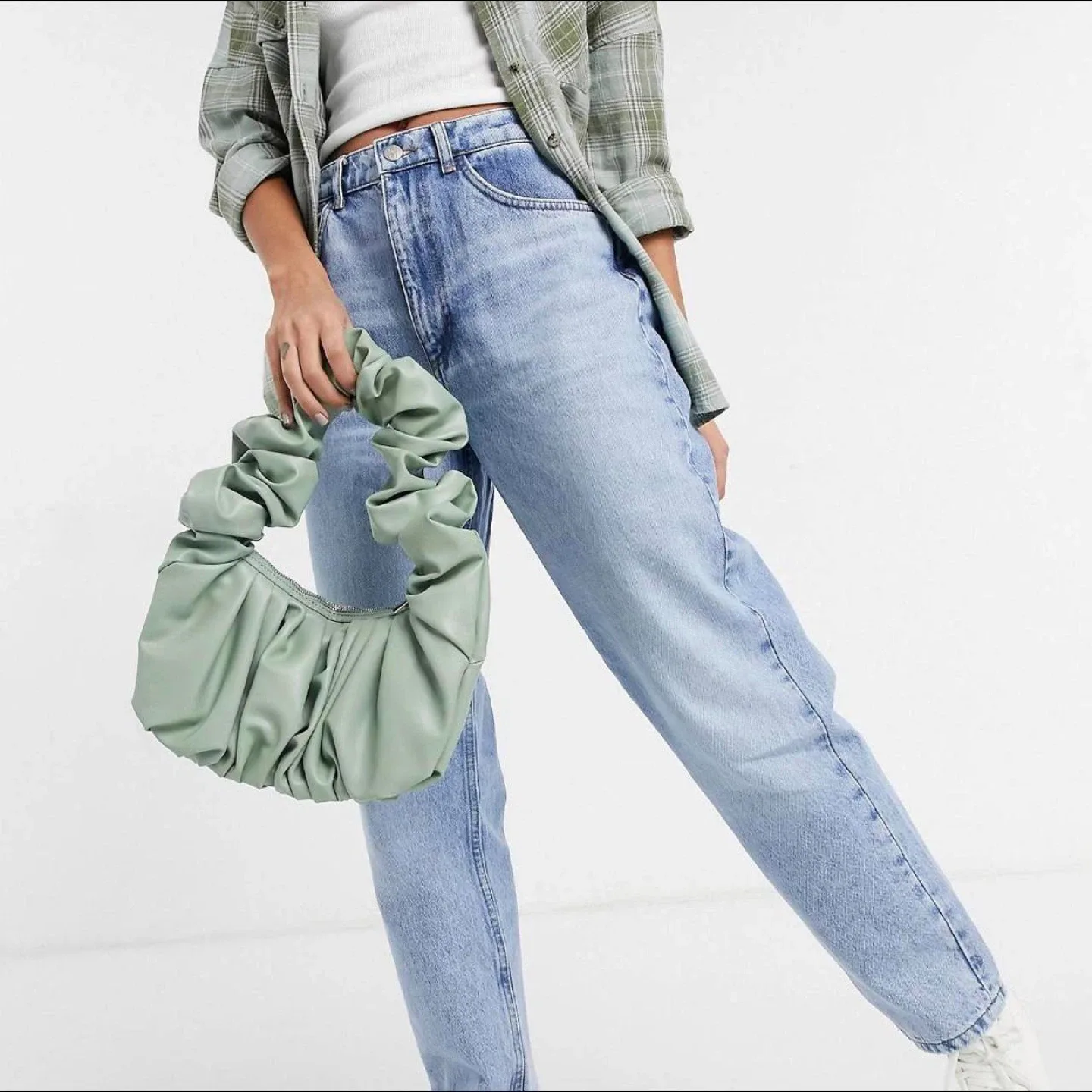 Asos Design Ruched Shoulder Bag | Sage Green thumbnail