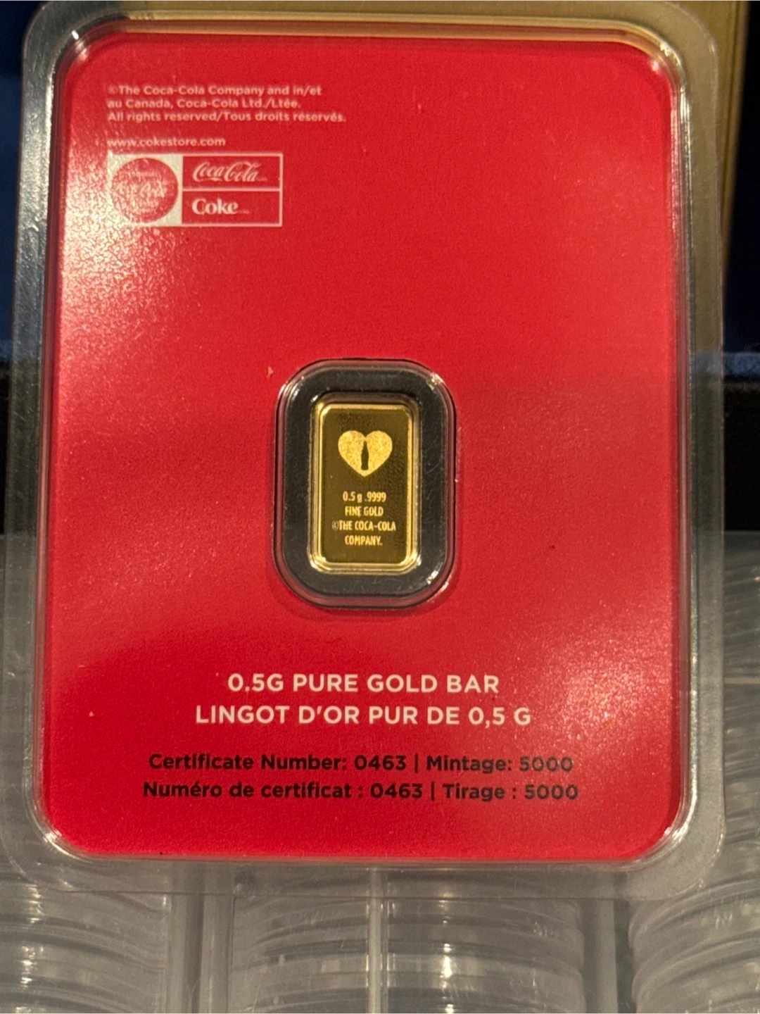 Limited Pamp Suisse 0.5g Gold Bar Coca-Cola Valentine's Day - photo 2
