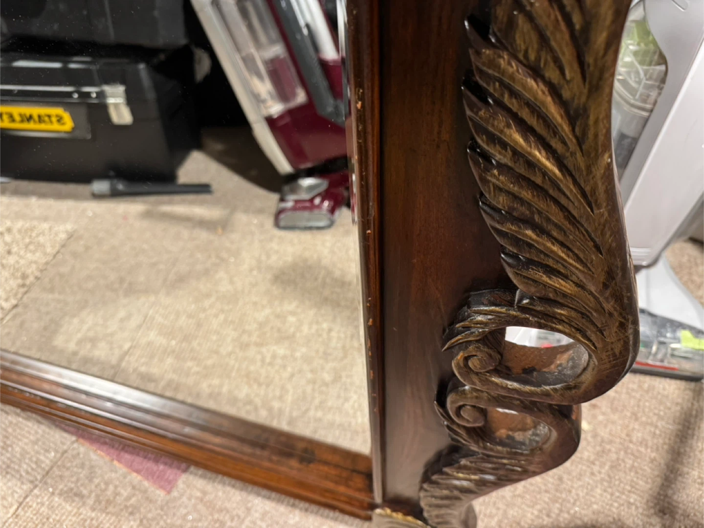 Ornate Wood Framed Wall Mirror - photo 3