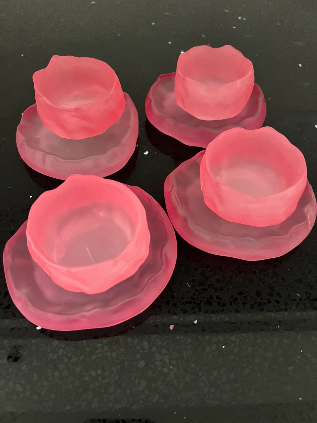 Pink Frosted Glass Tea Light Holders (Set of 4) thumbnail