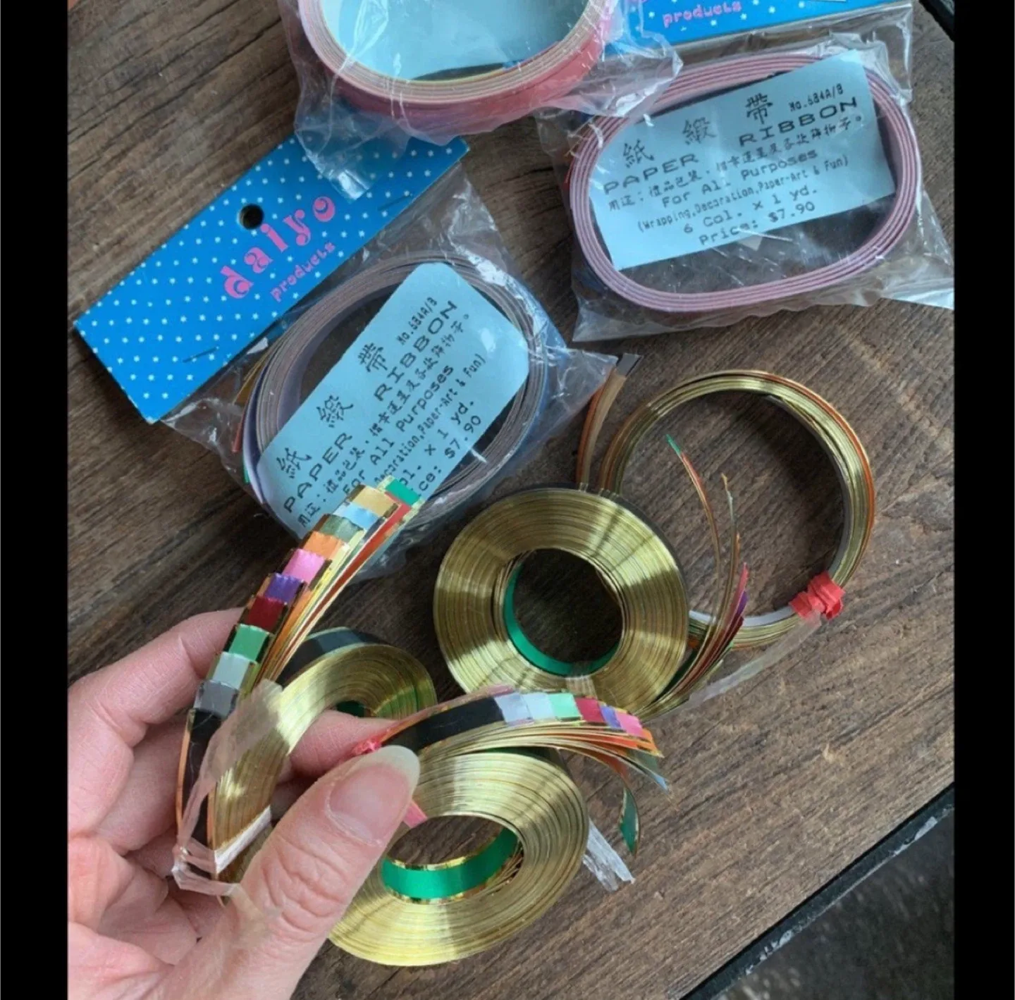 Vintage Gold Foil Paper Ribbons - Price Per Pack thumbnail