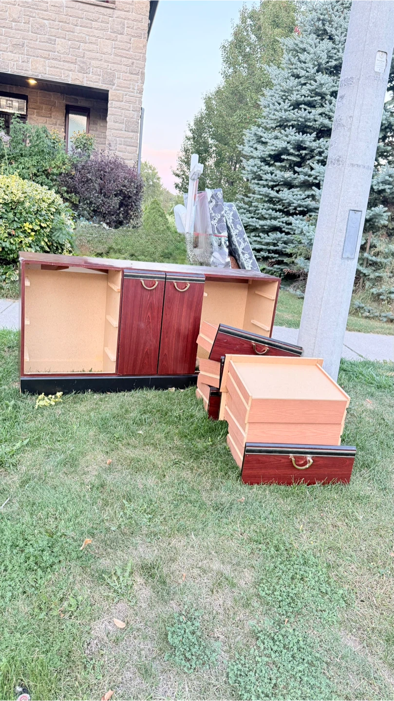 Wood Veneer Cabinet with Drawers and side table - photo 3