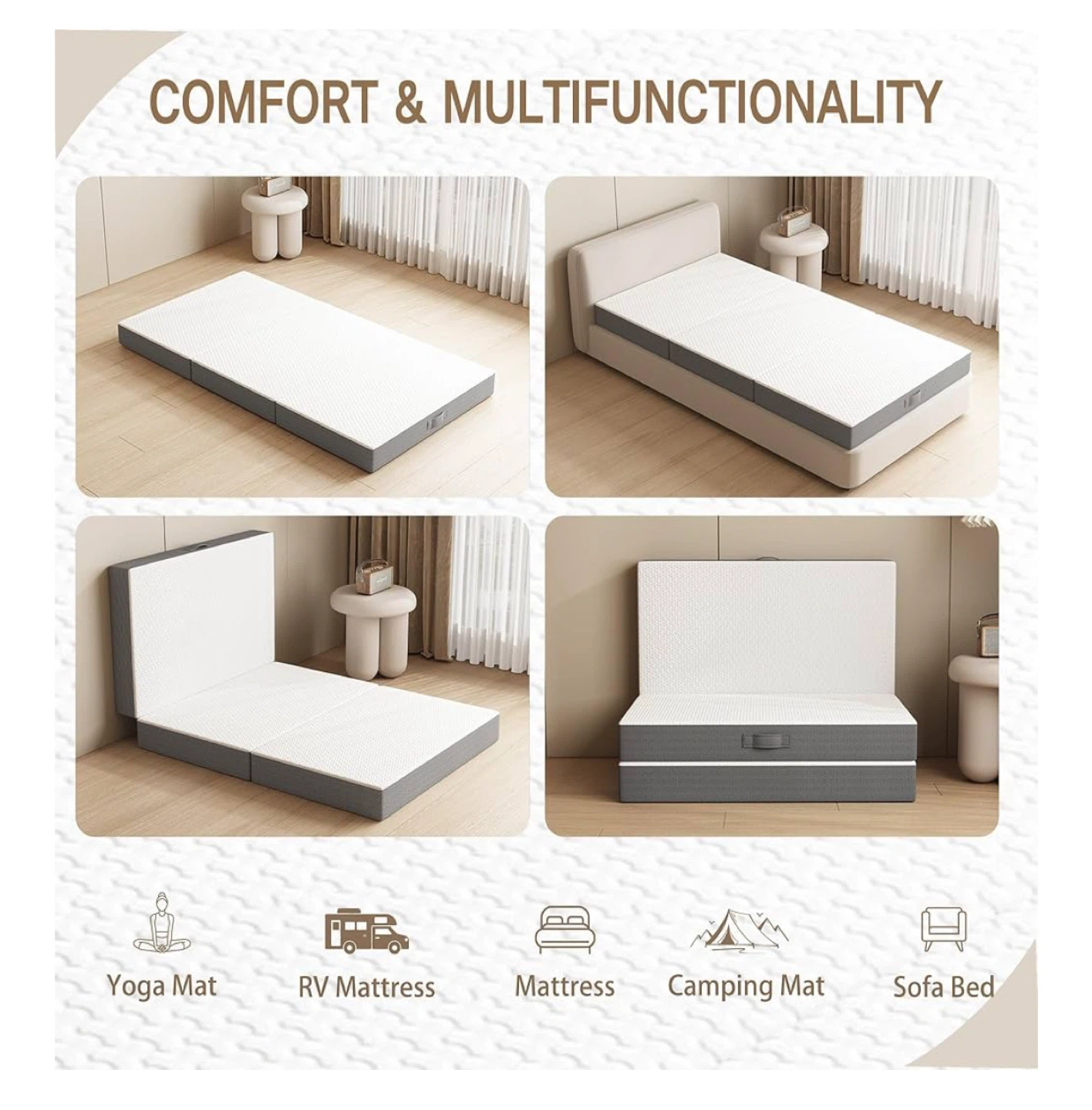 Twin Tri-Fold Mattress- 6” Memory Foam - photo 3