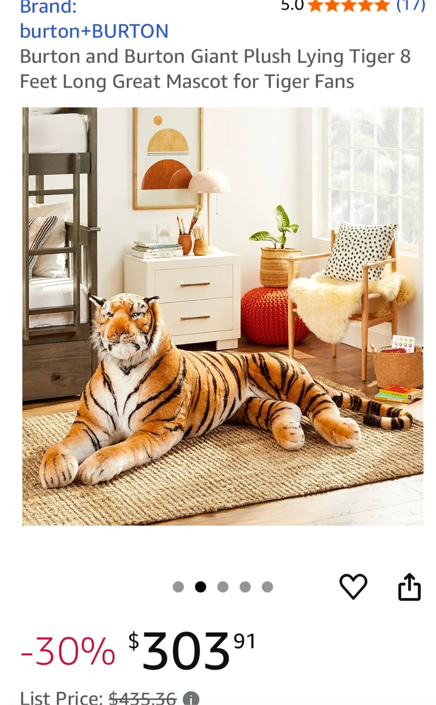 Giant Plush Lying Tiger - 8 Feet image indicator(3)