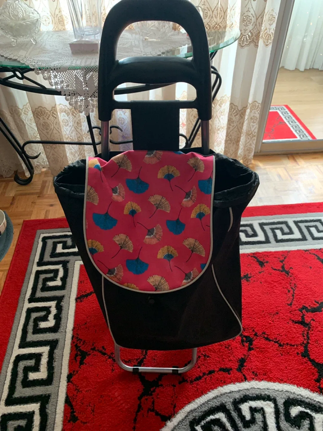 Rolling Shopping Cart - Black