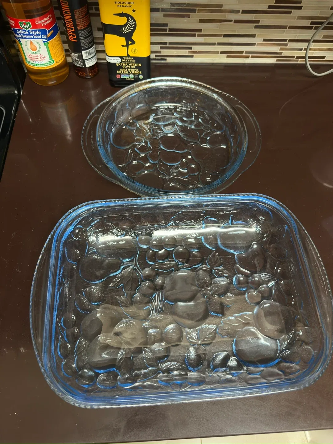 Vintage Blue Glass Baking Dishes thumbnail