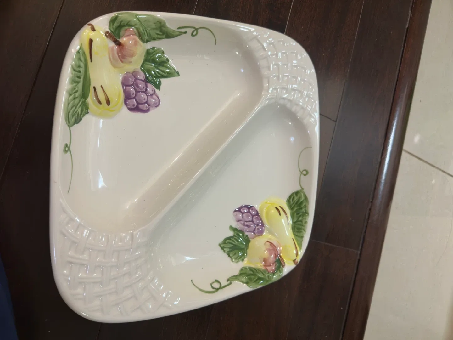 Divided Serving Platter with Fruit Design thumbnail