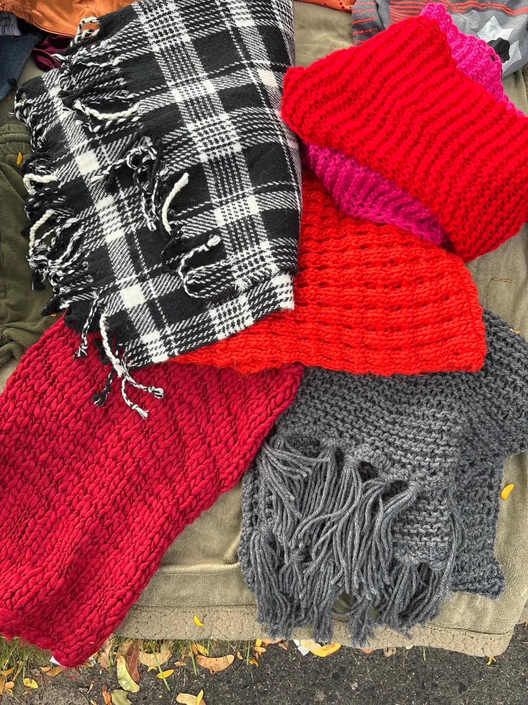Assorted Scarves - Plaid, Knitted, & More! thumbnail