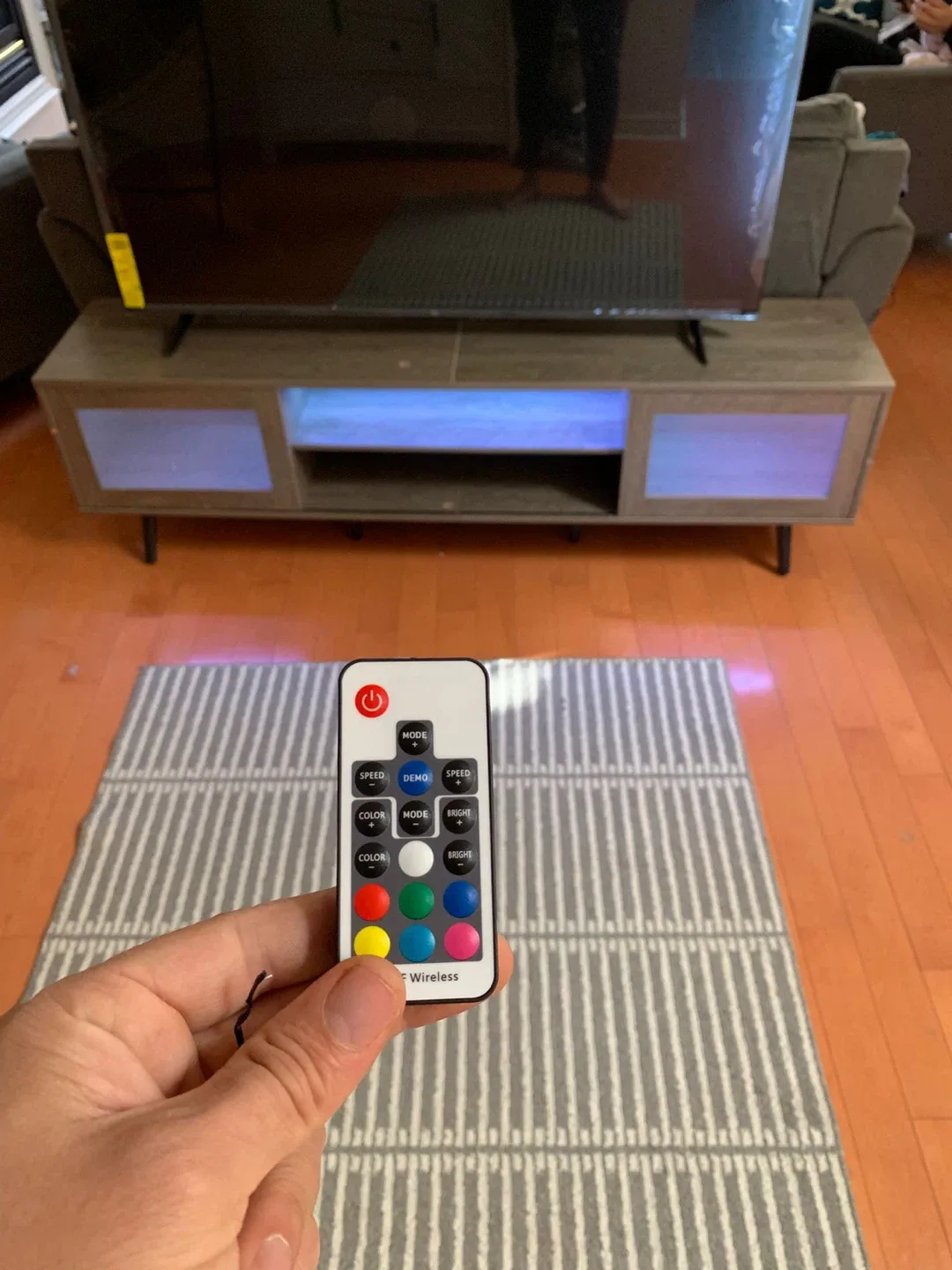 Grey TV Stand with LED Lighting image indicator(6)