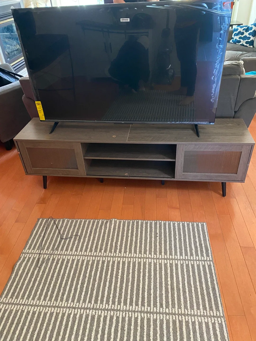 Grey TV Stand with LED Lighting image indicator(7)