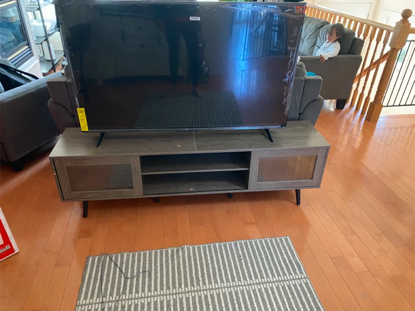 Grey TV Stand with LED Lighting image indicator(8)