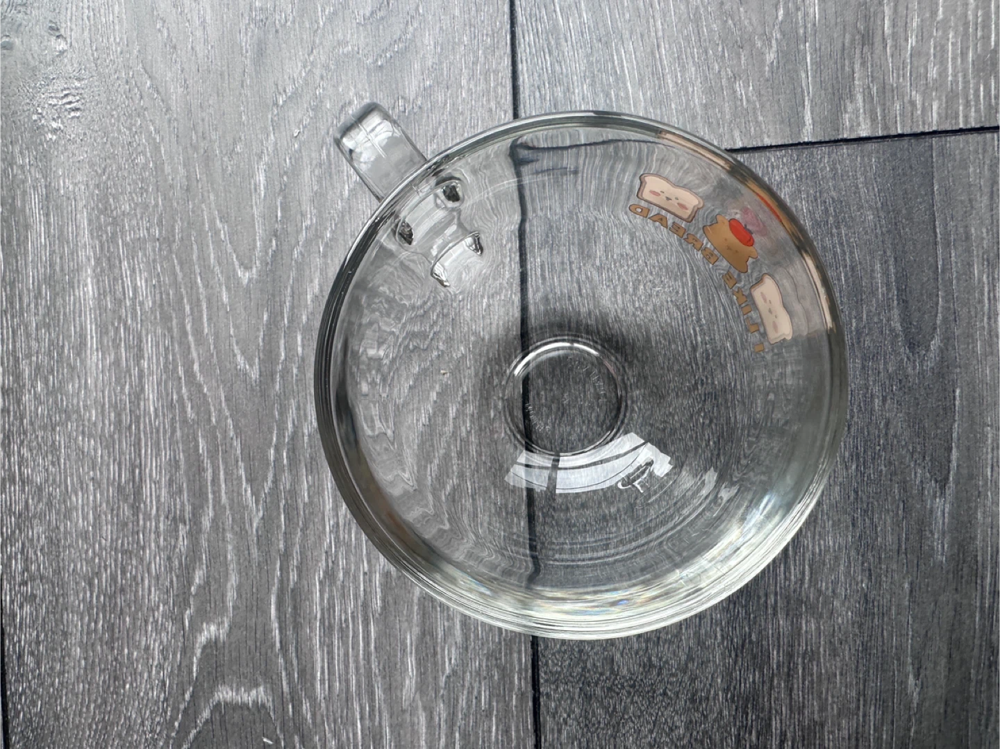 Clear Glass Mug with "I Like Bread" Design *CHIP ON FRONT* - photo 3