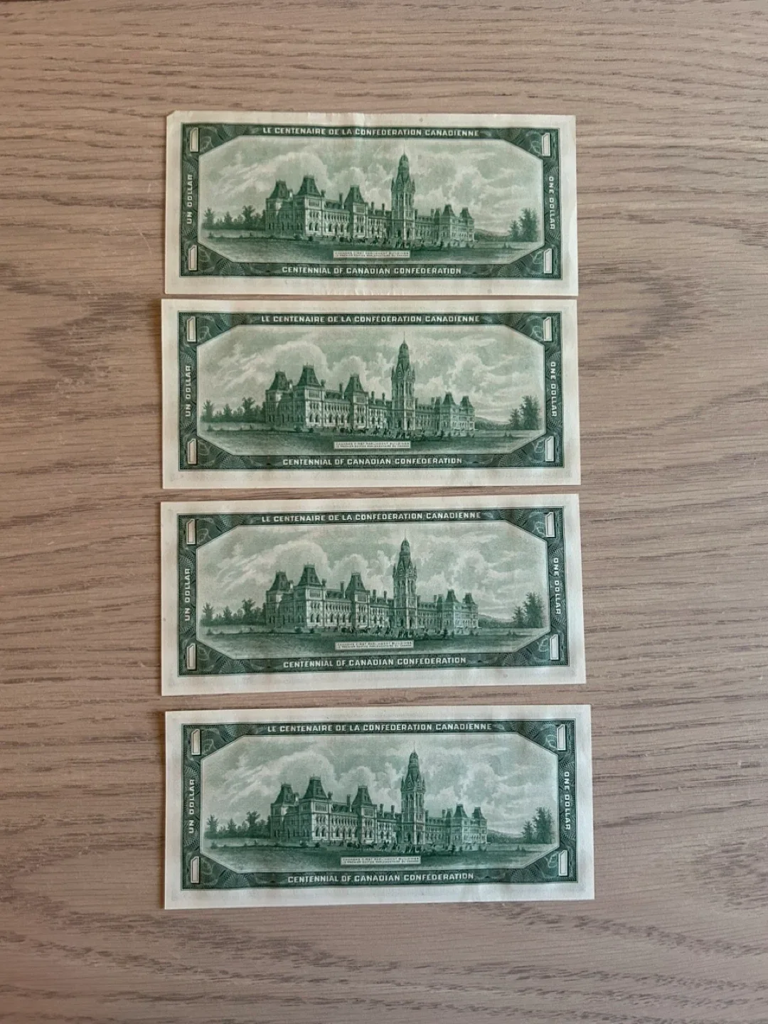 4 x 1967 Canadian Centennial One Dollar Bills image indicator(2)