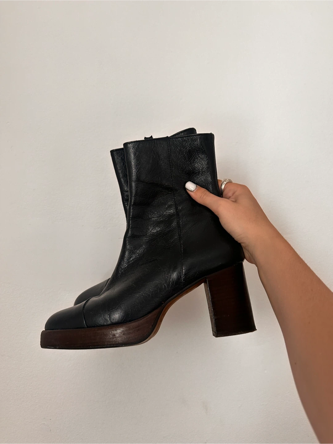 ASOS Black Leather Heeled Ankle Boots