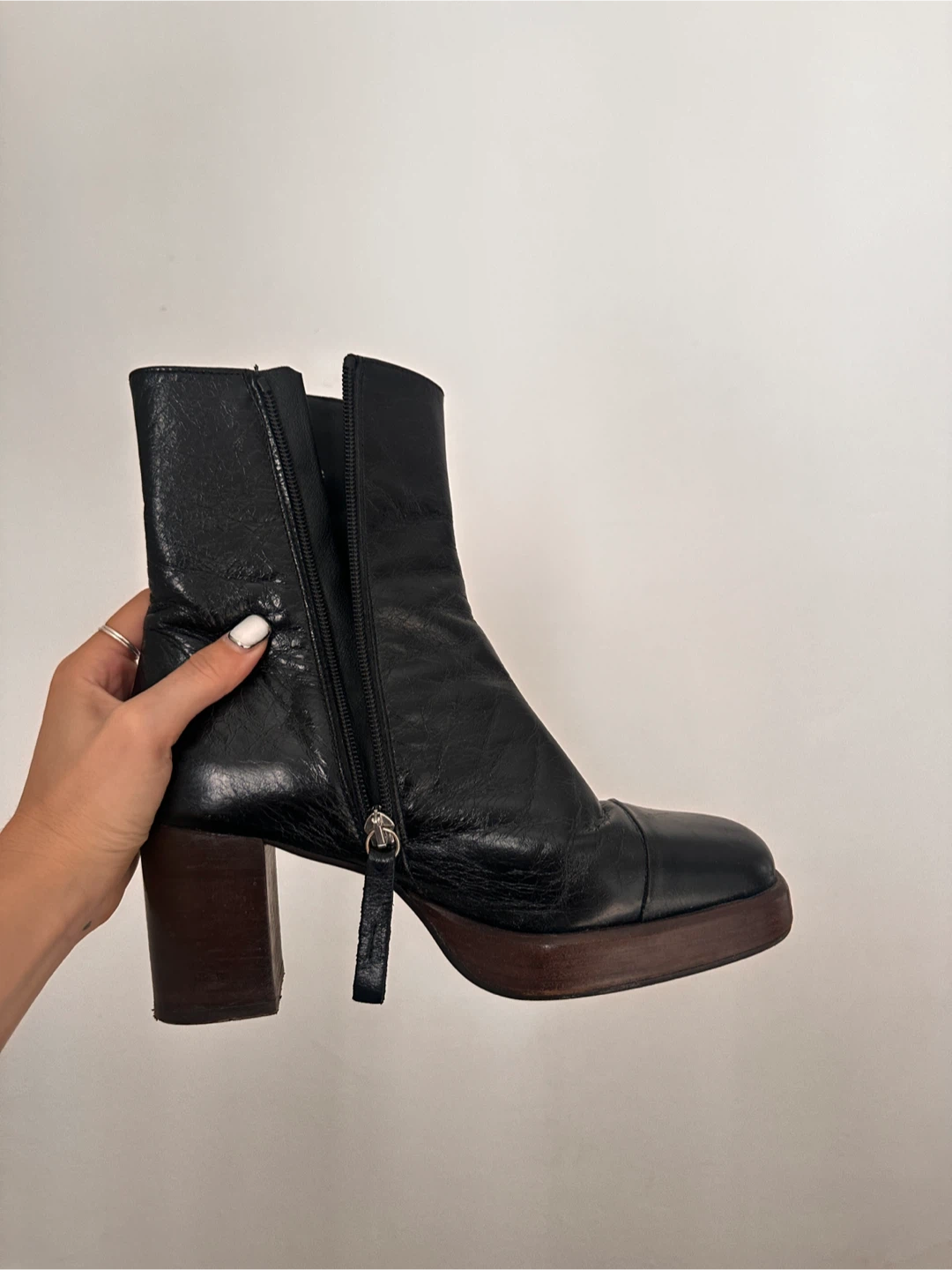 ASOS Black Leather Heeled Ankle Boots - photo 5