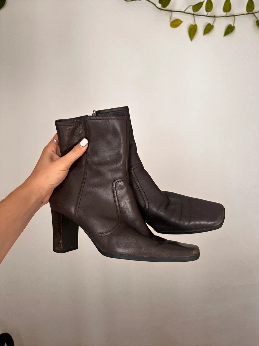 Brown Leather Ankle Boots Size 6.5 thumbnail