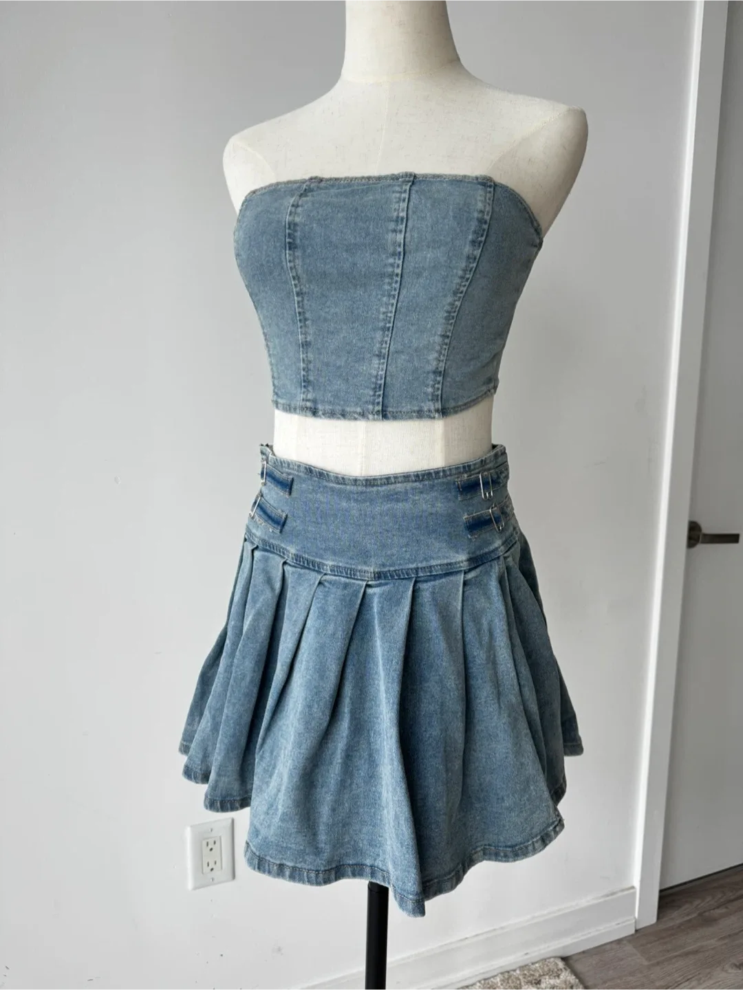 Denim Top & Skirt Set thumbnail