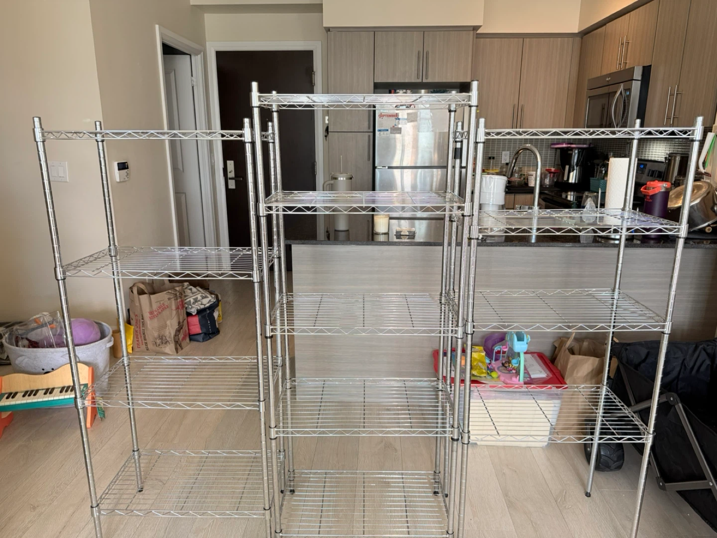 4-Tier Chrome Wire Shelving Unit, Metal Storage Rack - 3 pcs