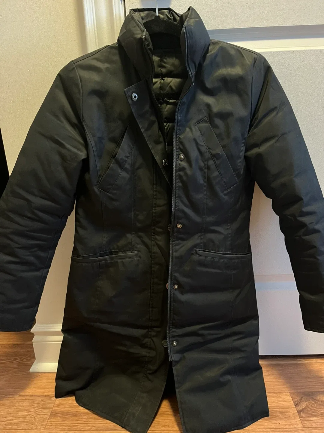 Women's Black Puffer Coat - reversible thumbnail
