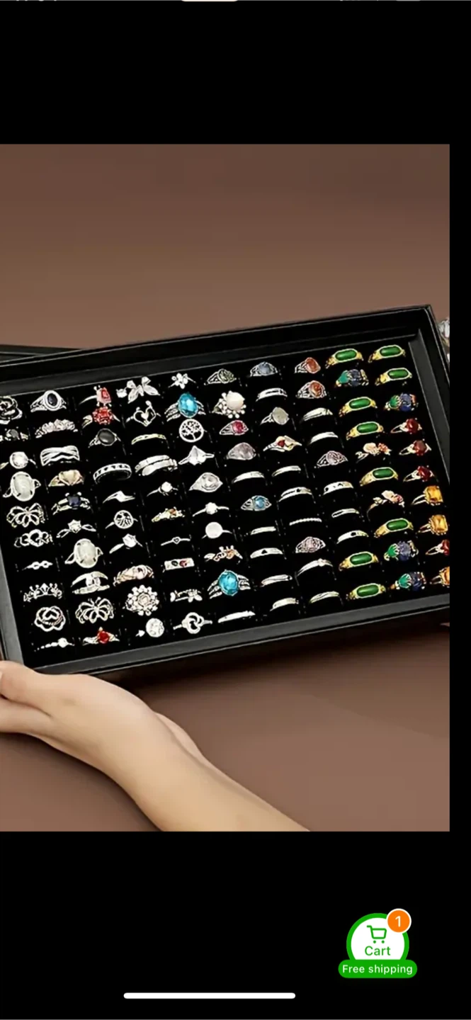100 Ring Display Case with Clear Lid - Jewellery Organizer - photo 2